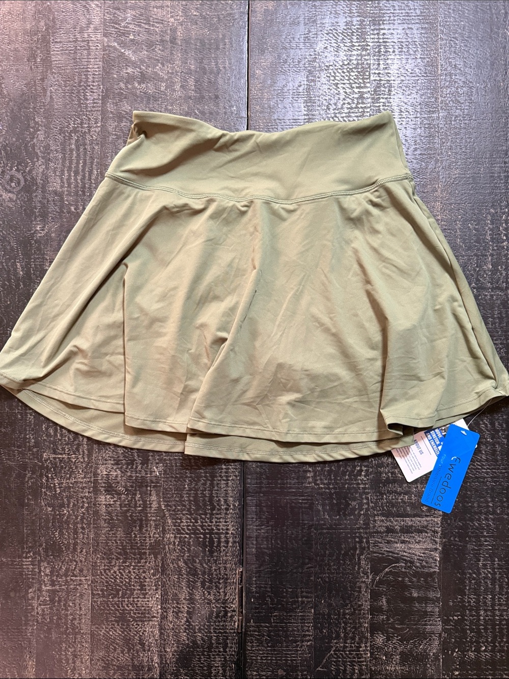 High-Waist Olive Green athletic skirt with breathable shorts attached